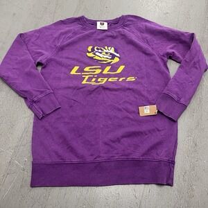 LSU Tigers Wes & Willy Kids‎ Purple Crewneck Sweatshirt Size M 10/12 NCAA
